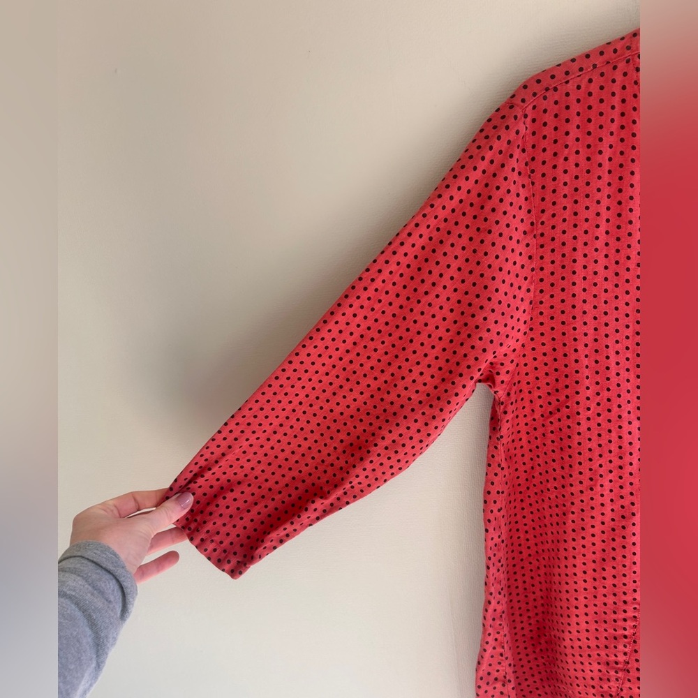 VTG MATCH POINT 90s 100% Linen Polka Dot Oversized Lagenlook Tunic USA Made | S - Picture 4 of 9